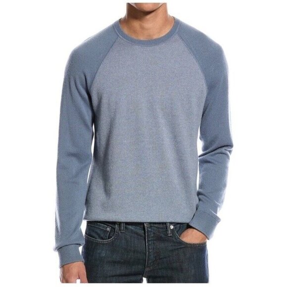 Vince Other - VINCE Mens Size Large Blue Baseball Bird's Eye Stitch Wool Cashmere Sweater